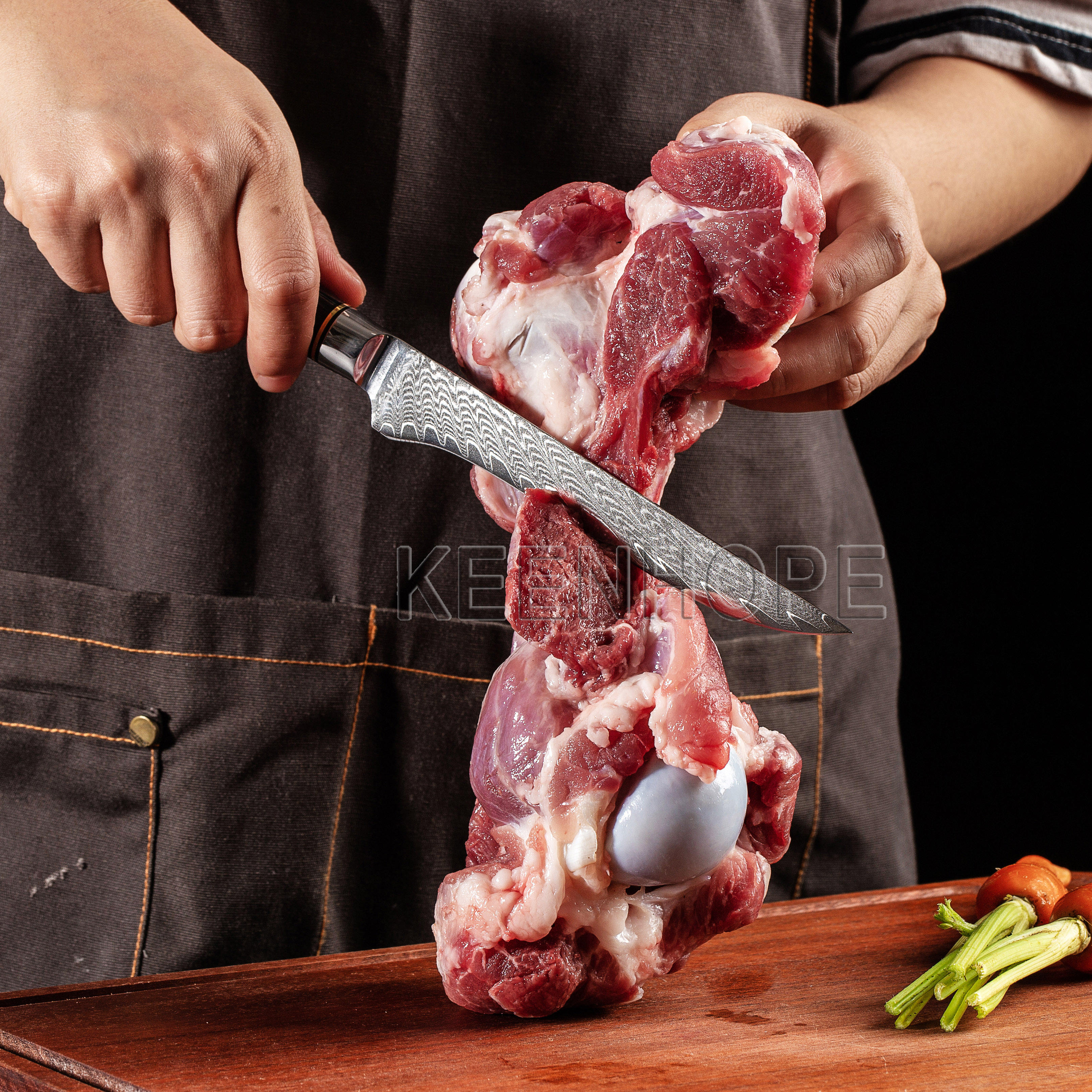 6" Damascus Boning Knife — Black Burl