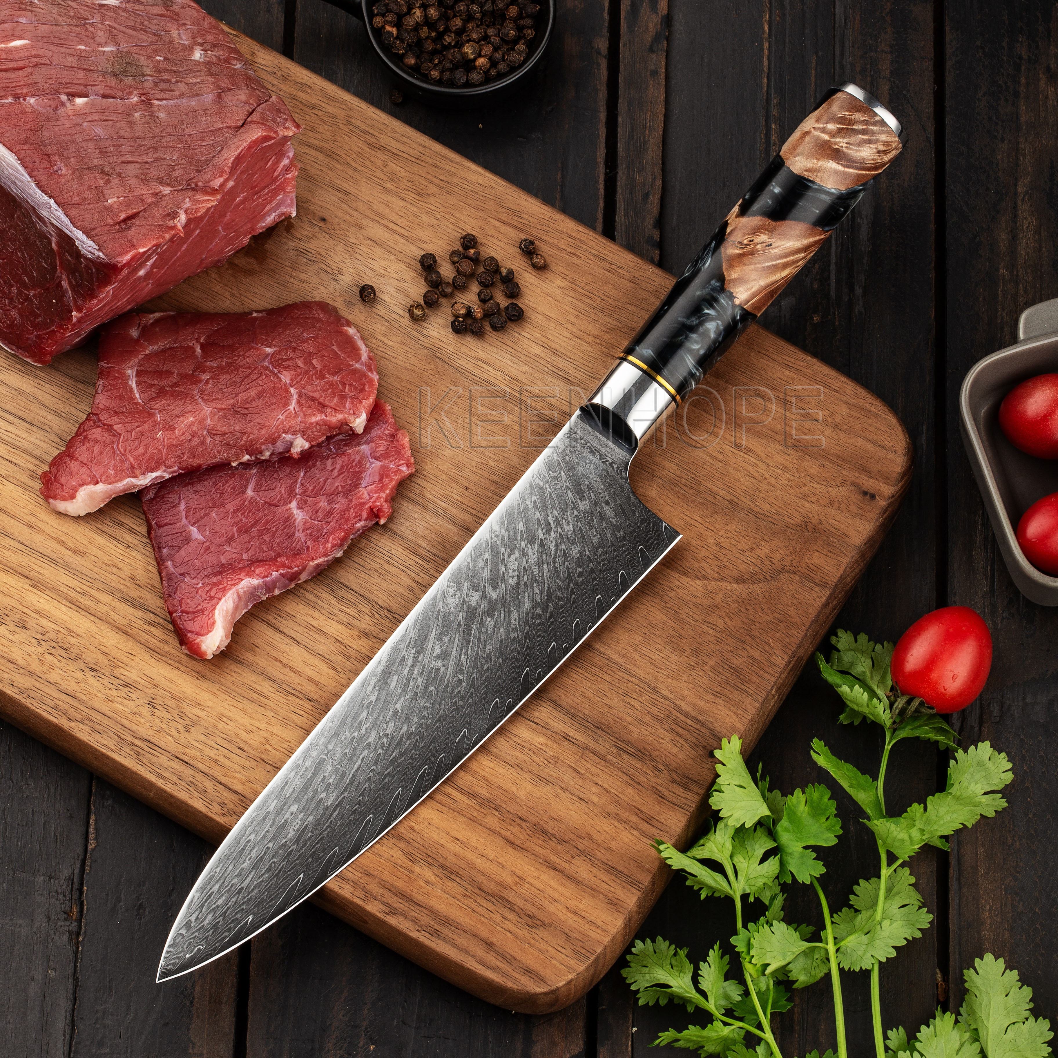 8" Damascus Chef Knife — Black Burl