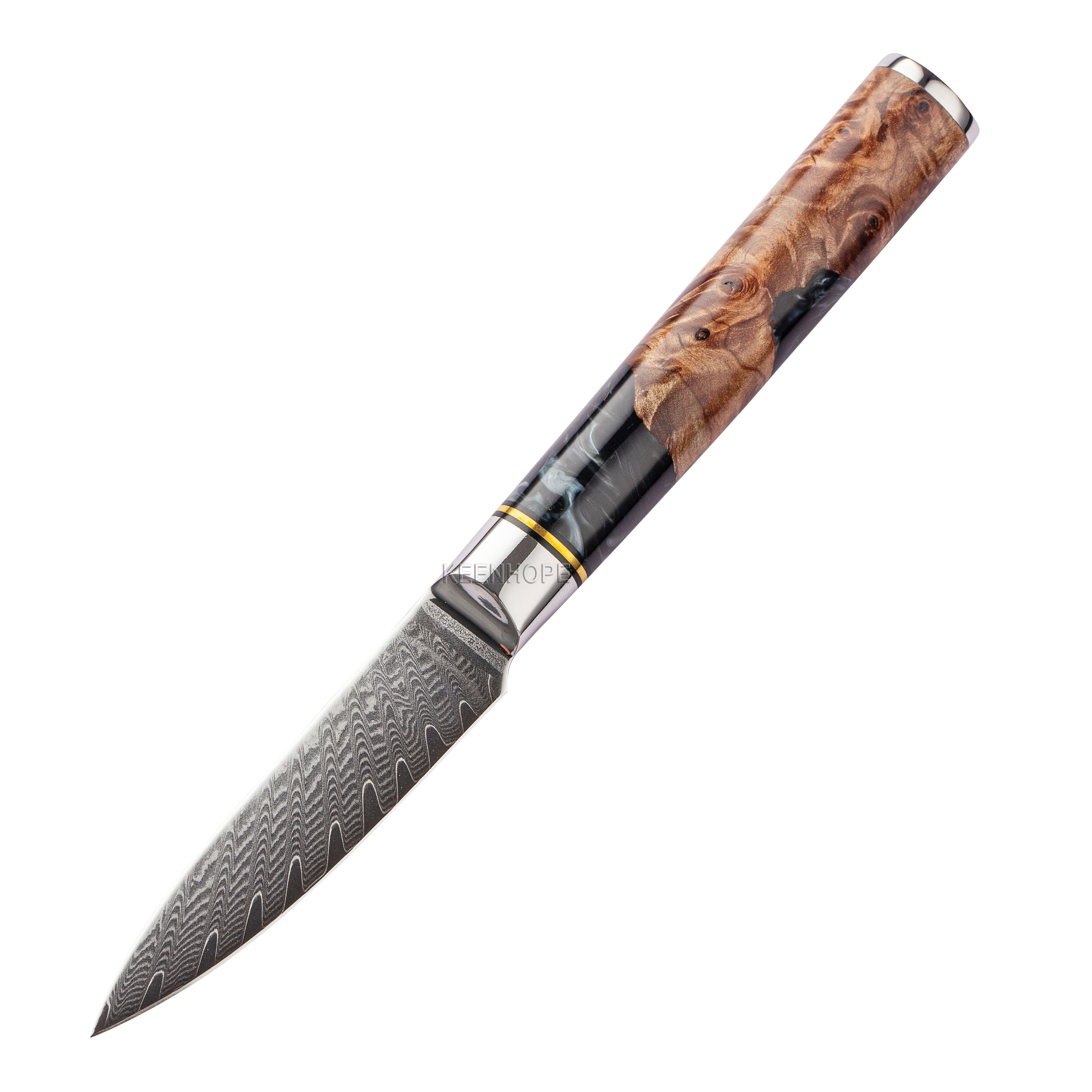 4" Damascus Paring Knife — Black Burl