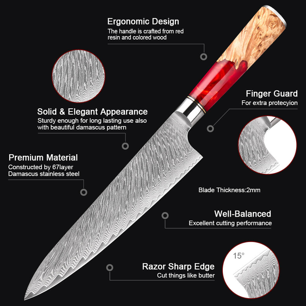 Tidal Series — Red Burl Damascus Set
