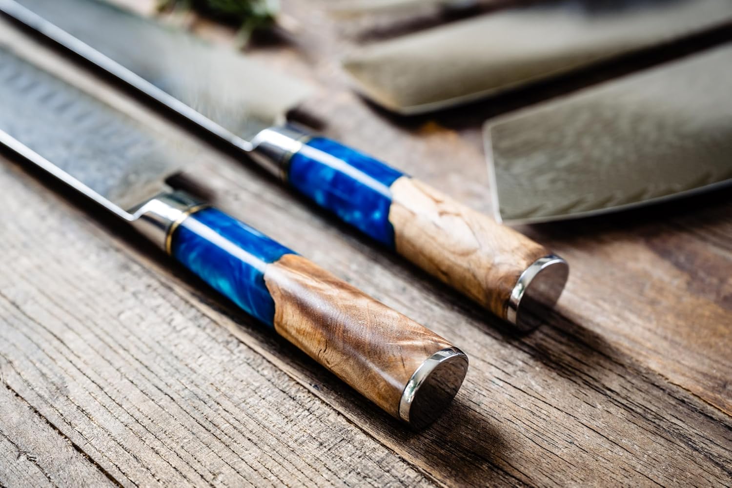 Tidal Blue 8pc Damascus Knife Set