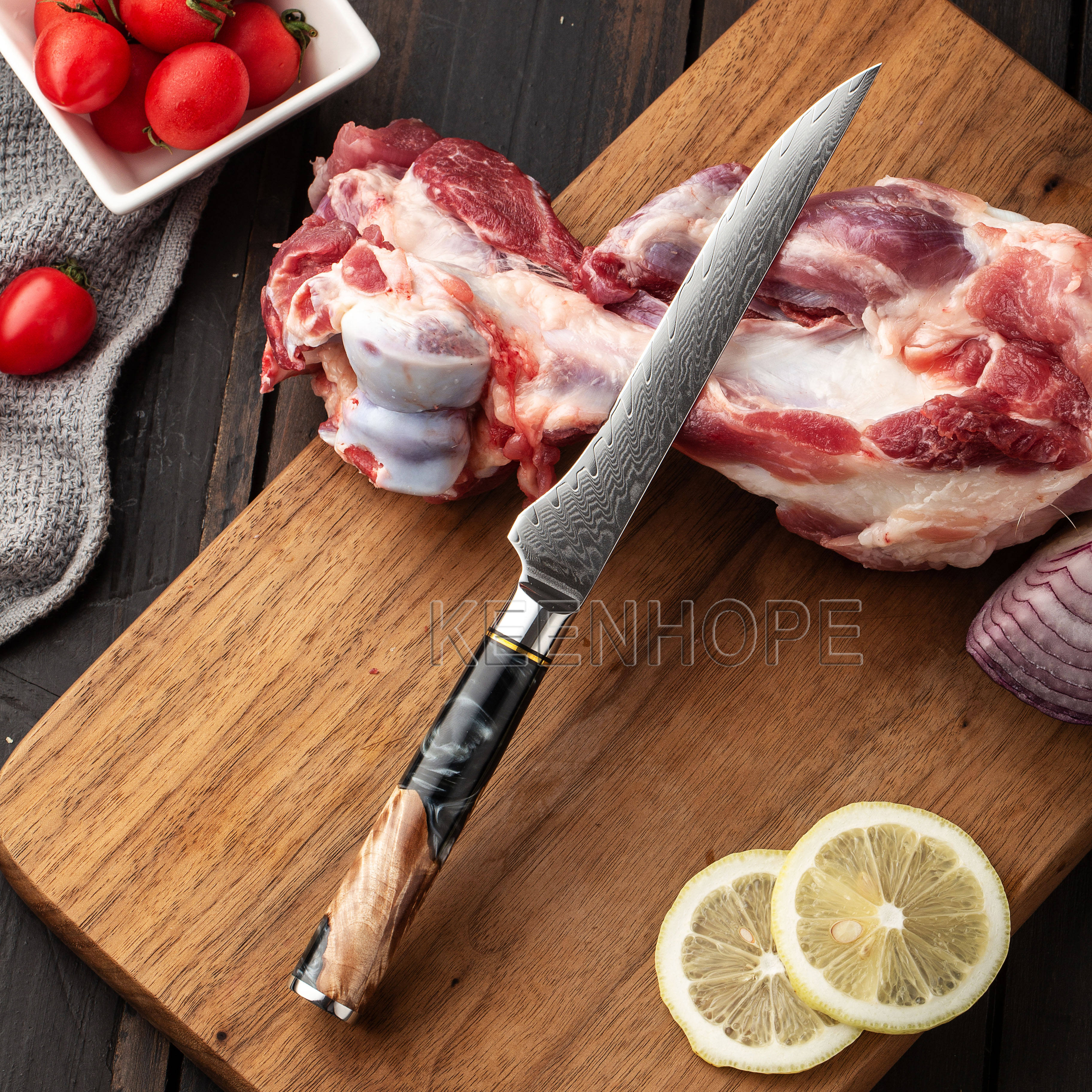 6" Damascus Boning Knife — Black Burl