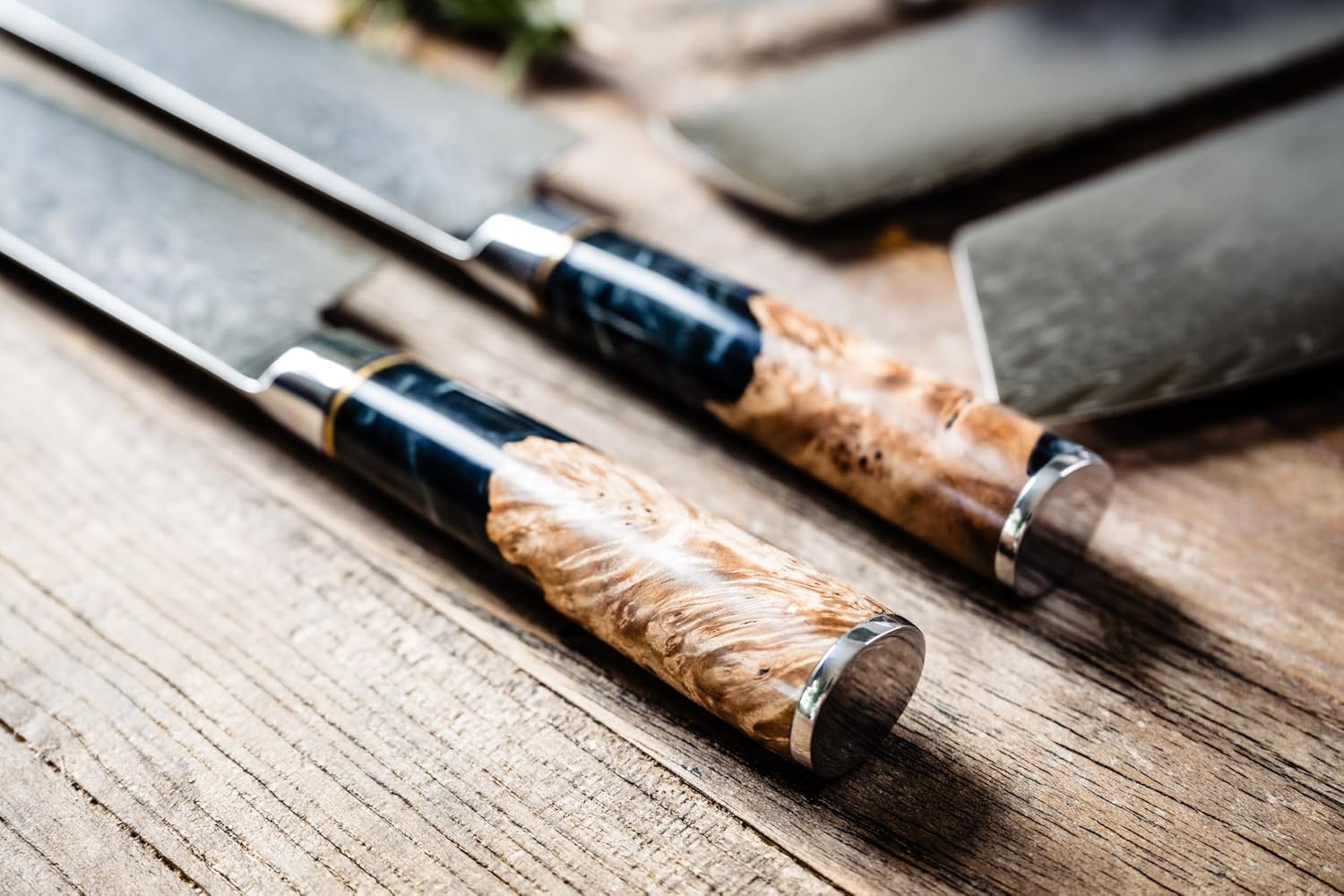 Tidal Series — Black Burl Damascus Set